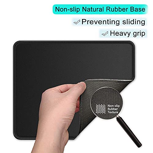 Image of Mouse Pad with Non-Slip Rubber Base, Premium-Textured & Washable Computer MouseMat with Stitched Edges, Mouse Pads for Computers, Laptop, Gaming, Office & Home, 24 x 20 cm, Black