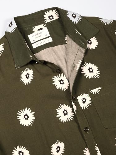 Image of Thomas Scott Men's | Printed | Half Sleeve | Regular Fit | Rayon-Blend | Single Pocket | Spread Collar | Casual Shirt