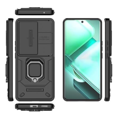 Image of SHINESTAR Tough Armor Vivo V40e / iQOO Z9s 5G Bumper Back Case Cover | Ring Holder & Sliding Camera Shield Cover | 360 Degree Protection Back Case Cover for Vivo V40e / iQOO Z9s 5G (Black)