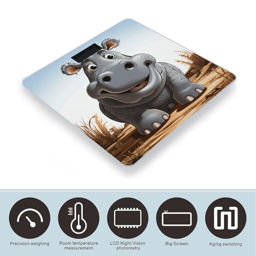 Báscula de baño digital Cartoon Hippo vidrio templado miniatura 3