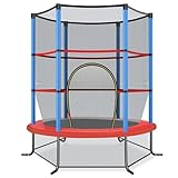 FANTASK Ø165cm Gartentrampolin mit Sicherheitsnetz, Trampolin, Indoor-/Outdoortrampolin