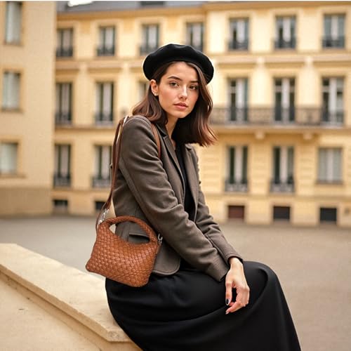 Woven Crossbody Bag for Women, woven purse Leather handbag mini Hobo Bag2