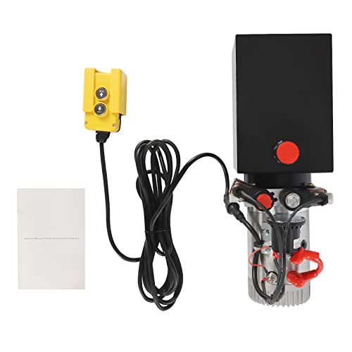 GEYOPMID Hydraulic Pump for Dump Trailer, 6 Quart 12 Volt DC Double Acting Dump Trailer Pump 3KW 2850R/MIN 6.3X6.3X18.9 Inch Dump Trailer Hydraulic Pump Kit for Electric Forklift Trucks