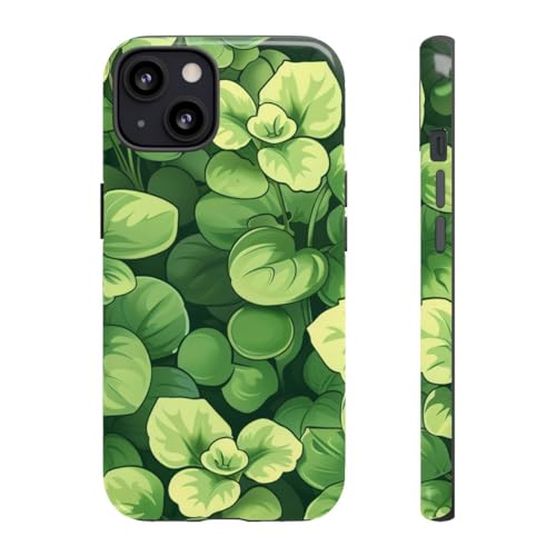 Coque iPhone 13 rigide brillante à motif microgreens vert pour smartphone