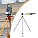 Milageto Total Station Centeringrod Clamp Tripod Support Bracket Support Measuring Instrument Metal Adjustable Height Surveying Tripod, Golden Black Clip, 62 to 88cm