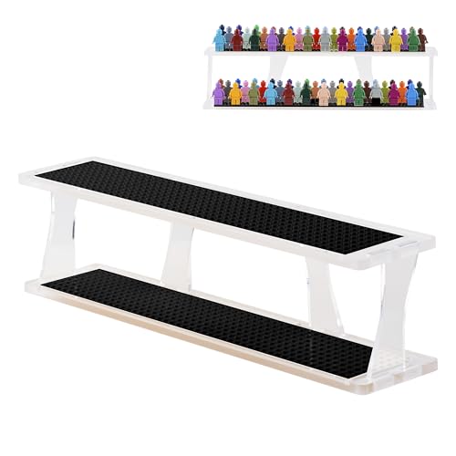 Tapeera Tabletop Stackable Minifigure Display Case Holds Up to 72 Minifigures Or Mini Block Sets - Acrylic Display Case for Figures Compatible with Major Brands - Minifig Shelf Organizer (Black Base)