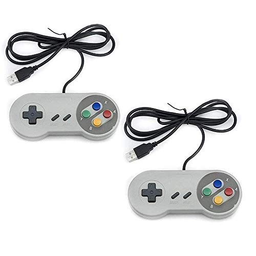TRIXES 2x kabelgebundene USB-Controller – kompatibel mit SNES-Emulatoren – Retro Gaming Joypads...