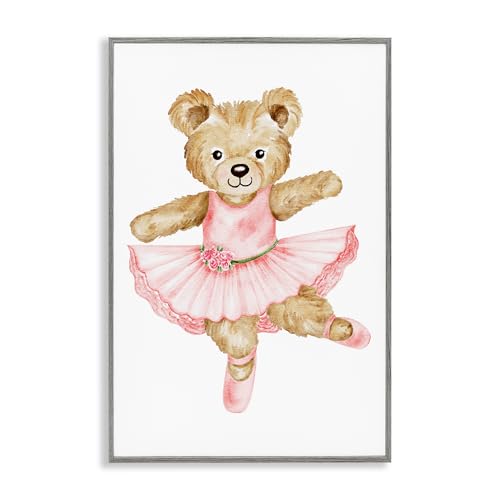 Tableau ballerine teddy bear gris le cadeau de naissance idéal pour chambre fille