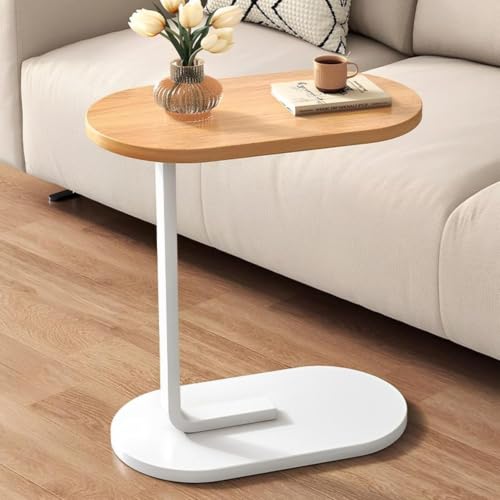 Image of Side Table Stands Couch Side, Swivel TV Tray Table, C-Shaped End Table, Small Center Table for Home Office for Bedroom, Living Room | Closet with Home, Kitchen, Office (Oval Table-YZ)
