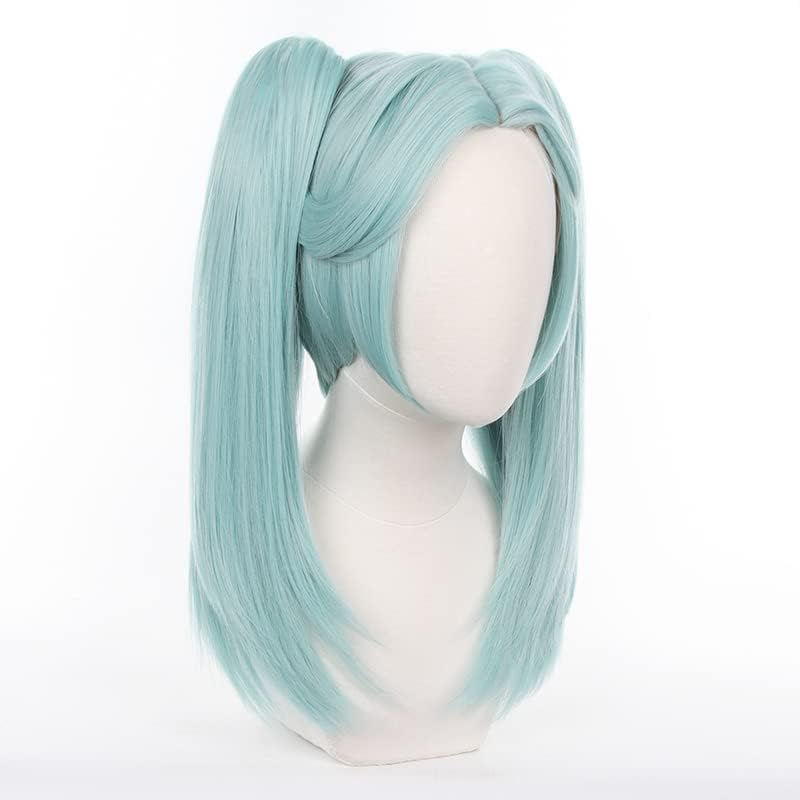 Anime Cyan-Blue Cosplay Wigs With Double Ponytails Halloween Costume Party Wig for Women - Image 4