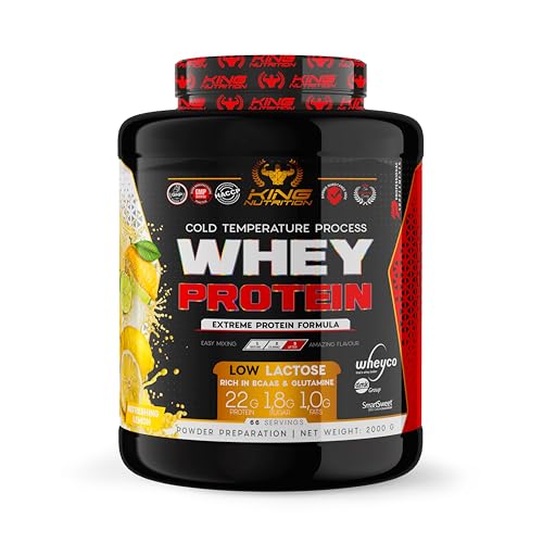 King Nutrition Whey Protein | 2000 gramos de Proteína en Polvo | Para Masa Muscular y Recuperación Rápida | Fácil Digestión | 66 porciones Limón