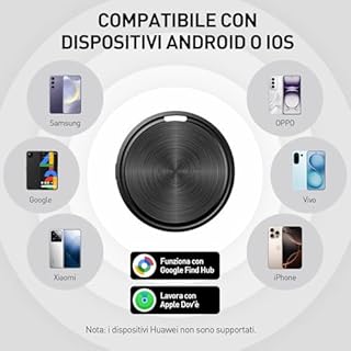 Dual System Tracker Tag 2 Pezzi Localizzatore per iOS e Android, Compatibile con Apple Dov'è e Google Funzioni Trova, Batteria Sostituibile, per Chiavi/Bagagli/Valigia/Zaino/Portafoglio