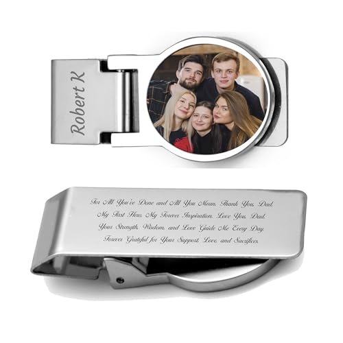 Engraved Stainless Steel Money Clip – Personalized with Photo & Text, Unique Gift Idea
