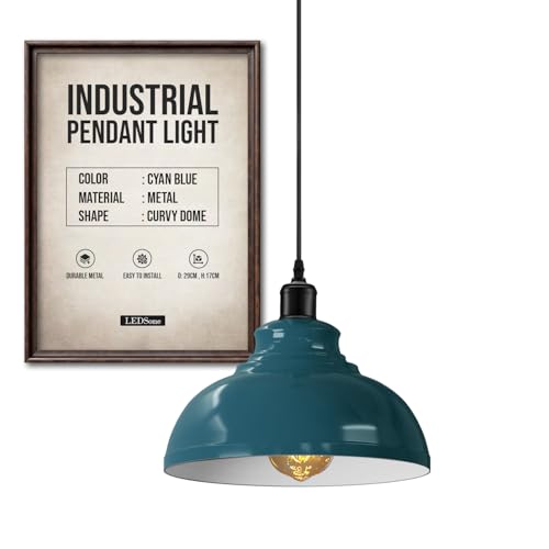 LEDSone Industriel Suspension Luminaire Rétro Lustre Plafonnier Vintage Lampe Éclairage de Plafond Abat-jour en Métal pour Restaurant Salon Chambre Cuisine Bar...