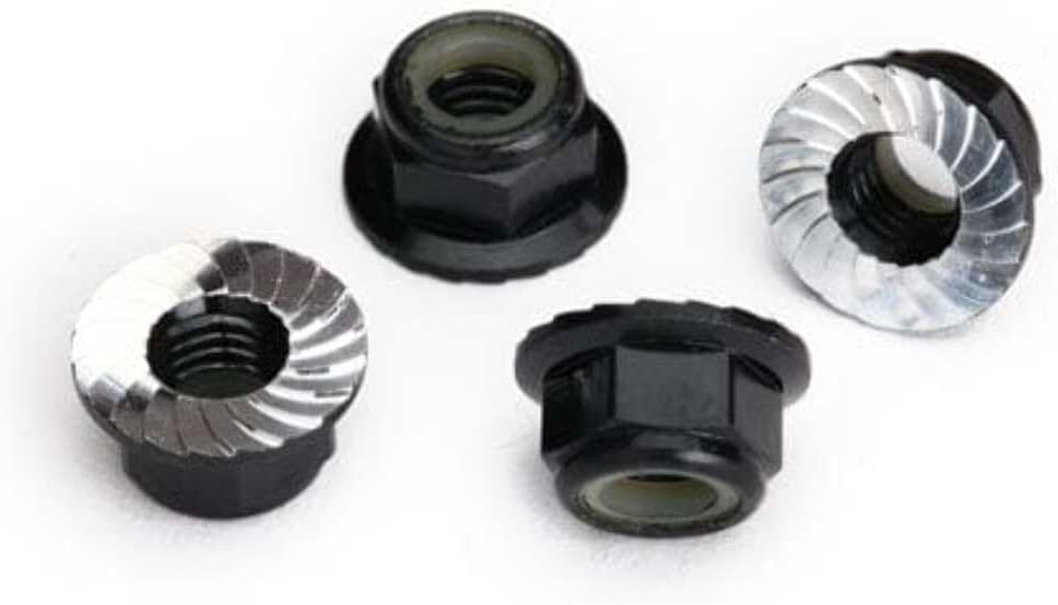 Traxxas 8447A Serrated Aluminum 5mm Flanged Nylon Locking Nuts, Black