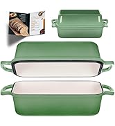 Mezzalur 11x5 Inch Cast Iron Loaf Pan with Lid, Large Loaf Pans for Sourdough Bread Baking, Even ...