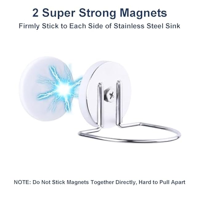 Magnetic Dish Wand Holder for Stainless Steel Kitchen Sink, Keep Sponge or Bristle Brush Neat in The Sink, SUS 304 Stainless Steel Dish Sponge Organizer, Silver 1 Pack