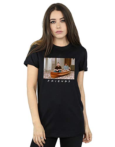 Absolute Cult Friends Women's Joey and Chandler Boat Boyfriend Fit T-Shirt Black Medium