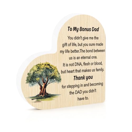 Bonus Dad Gifts Wooden Ornaments,Bonus Dad, Step Dads Gift,Step Dads Birthday Card,Step Daddy Birthday Presents,Like a Daddy to Me Presents,Things to Get Your Father for Christmas