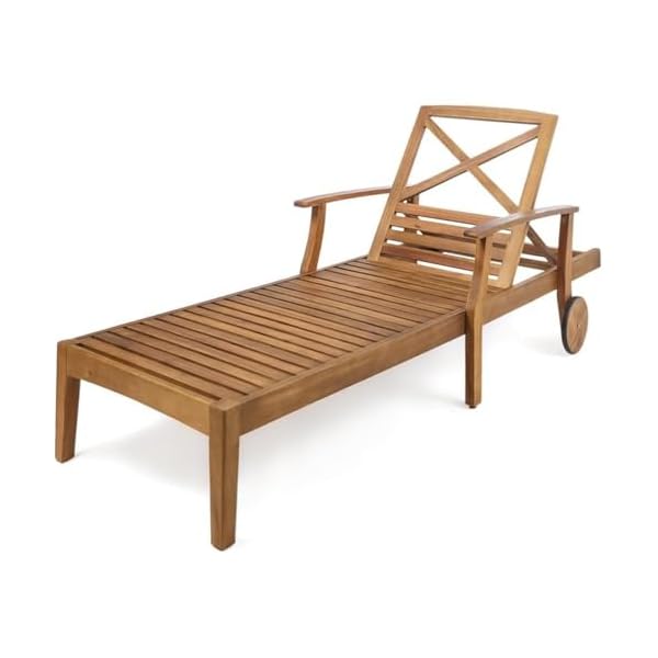 Christopher knight home perla outdoor acacia wood chaise lounge teak finish  urban country home decor