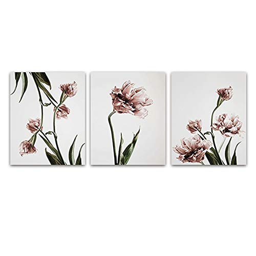 Green Plant Flower Canvas Wall Art Painting-Pink Elegant Tulip Flower Mural-Modern Home Decoration For Dining Room, Bedroom Sofa-8