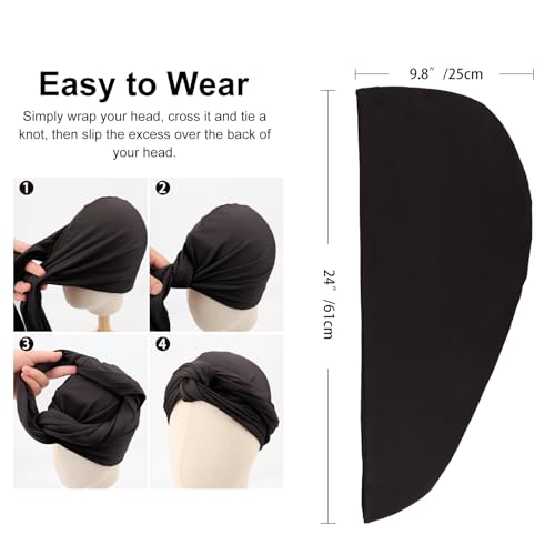Image of DRESHOW African Turban for Women Knotted Hairwraps Headwraps Ribbed Turban Stretch Jersey Head Scarf Chemo Cancer Cap