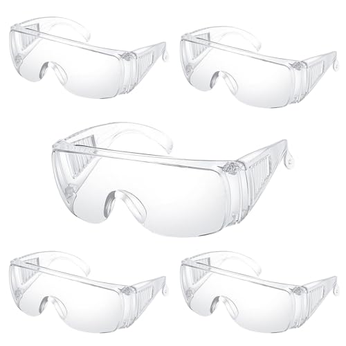 NLONLL 5Pcs Safety Glasses Eye Protection Glasses Work Goggles Safety Glass Over Glass-es with Clear Lenses Security Goggles Anti-Scratch/Anti Dust/Wind Protective Eyewear for Construction Laboratory