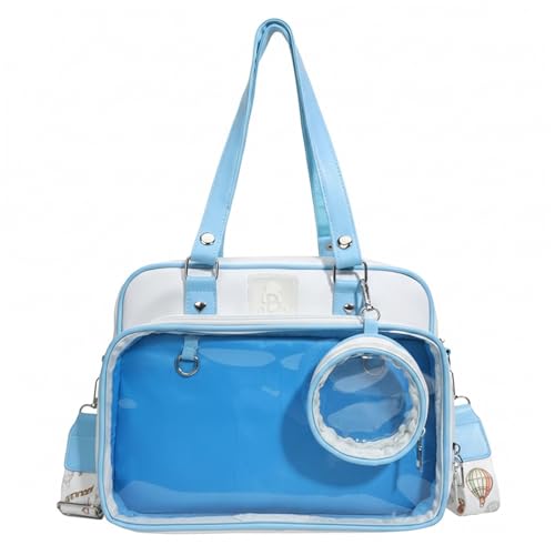 Sac messager Ita bleu anti-perte pour épingles avec grand compartiment en PU transparent