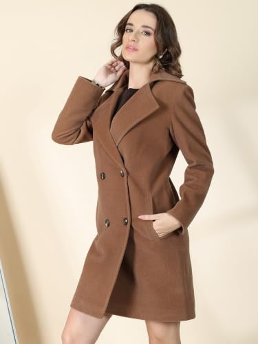Image of PLAGG Women's Notched Lapel Long Overcoat