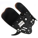 wolfman Archery Finger Tab Genuine Leather Finger Guard Protector Gear with Aluminum Plate Adjustable Finger Guard Protective Gear for Recurve Bow Shooting (Black, L)