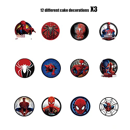 36Pc Cupcake Toppers 12 Styles, Each With 3 Pieces Cupcake Topper Spider Cupcake Decoration For Boys #TOP1