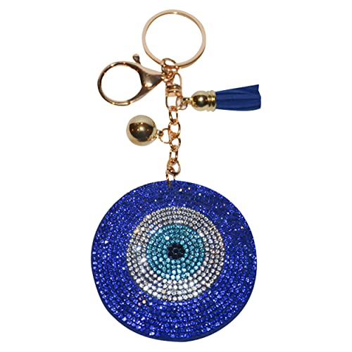 Popfizzy Evil Eye Keychain For Women Crystal Bag Charm Bling Purse Charm Crystal Backpack Clip For Girls Car Keyring #TOP23