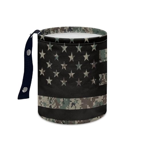 Image of Pensura Camouflage American Flag Car Garbage Bag Foldable Multipurpose Trash bin Collapsible Trash CanHanging Vehicle Garbage Can Car Seat Back Use for Car Back Seat
