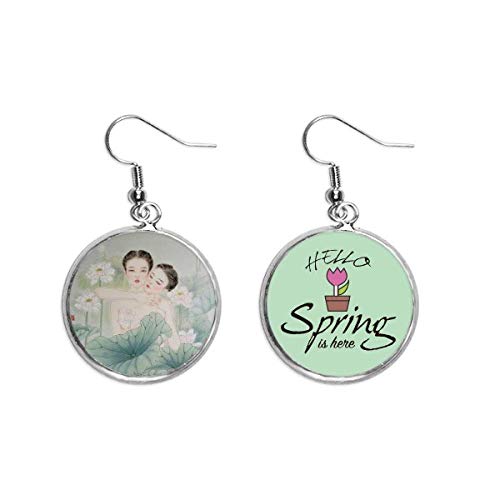 Pendientes de loto para looks de primavera y paseos de tarde