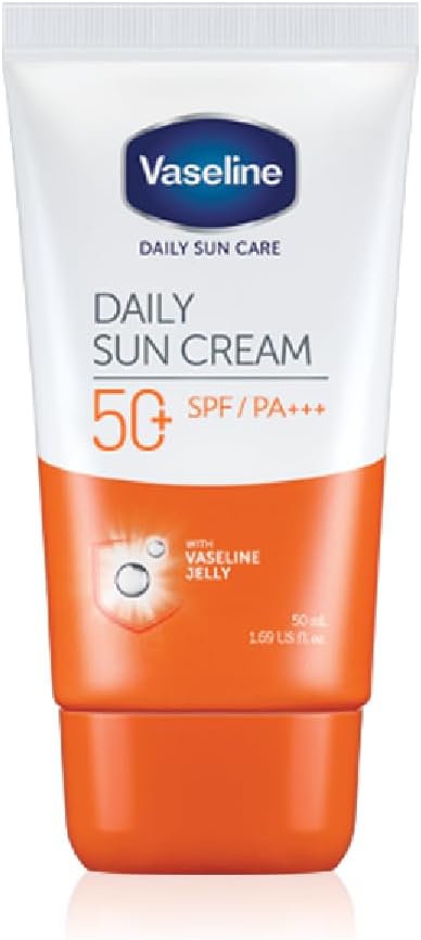 Daily Sun Cream With SPF 50 | Lightweight Sun Protection Sunscreen with Vaseline Jelly | Non-Sticky & Matte Finish Formula Brightens & Moisturizes Skin | 50 ml