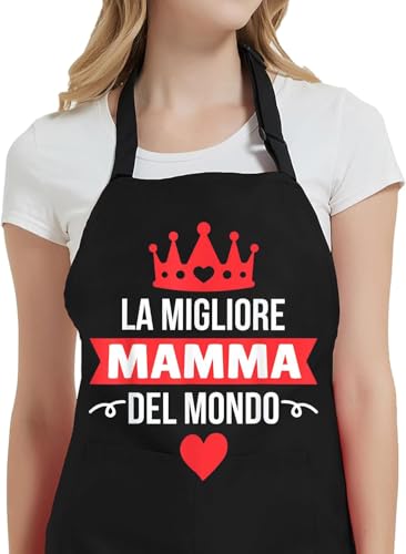Mamma Grembiule Cucina - Regalo Mamma - Grembiuli Chef Regolabili per Cucina, Bbq, Ristorante Garding, Bbq, Caffè Regalo per la Mamma