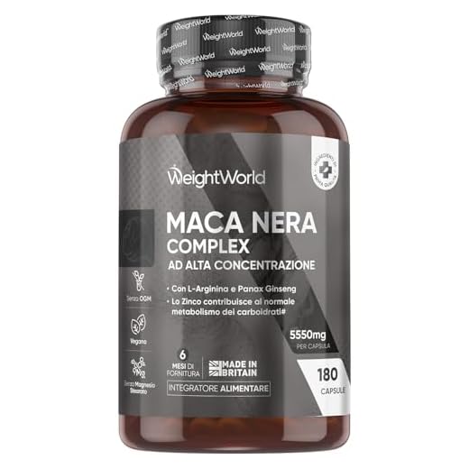 Maca Peruviana, 180 Capsule Vegane, 1 al Giorno (6 Mesi), Estratto 100:1, Maca Nera Complex con L Arginina, Zinco come Zinco Citrato, Panax Ginseng, Pepe Nero, Senza Magnesio Stearato, Senza Glutine