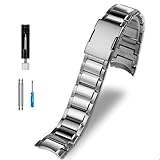 [JUSUTEK] 人気 コンパチブル Edifice用 互換性 EQB-500/501YD/800BL/DB 専用 高級 光沢 腕時計バンド 対応 22MM円弧接続口 カスタム メタル バンド メタルカスタム メンズ時計改造 交換用アクセサリーセット 男女兼用 ツール付き腕時計改造 パーツの無隙間 (銀)