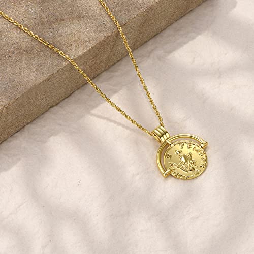 Frumos Dainty Layered Choker Necklace 18K Gold Plated Y Pendant Commemorative Coin Necklace Multilayer Bar Disc Necklace Adjustable Layering Choker Necklaces Fashion Jewelry For Women Girls (Rome Coin Necklace) #TOP2