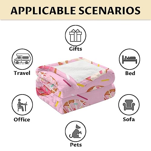 Girls Blanket - 40"x50" Cute Donut Throw Blanket Gifts for Kids & Adults - Pink Soft Fuzzy Doughnut Blanket for Couch & Living Room
