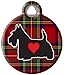 Dog Tag Art Tartan Scottie Silhouette Pet ID Tag for Dogs, Silent Polymer Scottish Terrier Nametag with Customized Identification Information - Large 1.25