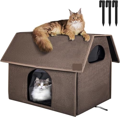 Jucgghk The Soft Insulated Wild Cat Shelter is Equipped with Detachable Soft Pads and an Artificial Cat House, Suitable for Indoor Pet Cats and Dogs Suitable for Indoor Pets(Extra Large Brown-)