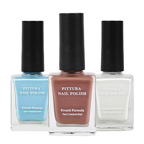 Image of MINISO Pittura Nail Polishes Long Lasting Nail Paint, Pink+White+Blue,buy 2 get 1