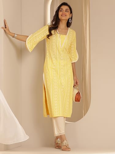 Image of Libas Printed Rayon Straight Kurta