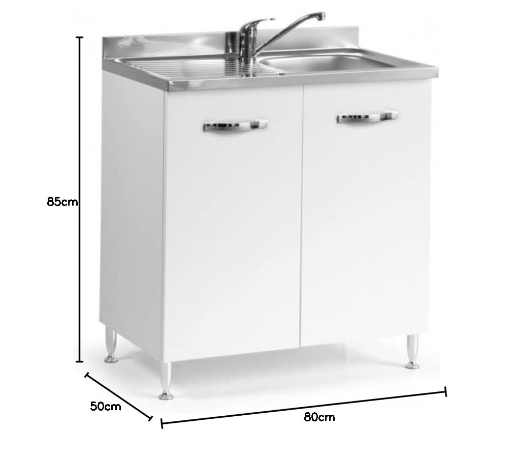 Mobile per Cucina sottolavello Bianco Due Ante Reversibile cm 80