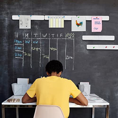 Felt Pin Board Bar Strips Bulletin Board Tiles For Wall With 40 Push Pins Memo Notice Board As Classroom Office Decor, 4 Pack (White) #TOP6