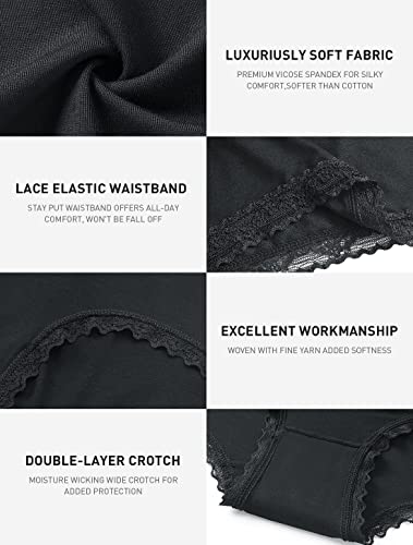 Altheanray Womens Underwear Briefs Mid Rise Ladies Soft Stretch Panties Lace Hipster Breathable Underpants 6 Pack Multi-Color #TOP2