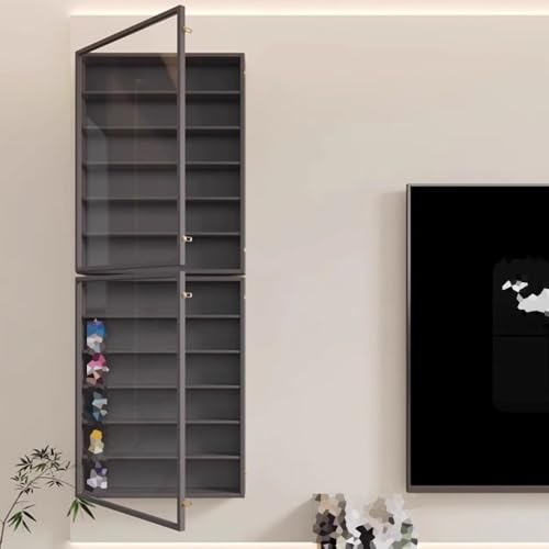 Wandmontierte Vitrine für Sammlerstücke, transparente Glastüren, dekoratives Aufbewahrungsregal für Schlafzimmerdekoration