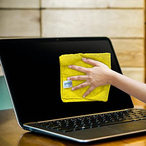 Image of SOFTSPUN Microfiber Cleaning Cloths, 3pcs 30x30cms 340GSM Yellow! Highly Absorbent, Lint and Streak Free, Multi -Purpose Wash Cloth for Kitchen, Car, Window, Stainless Steel, Silverware.