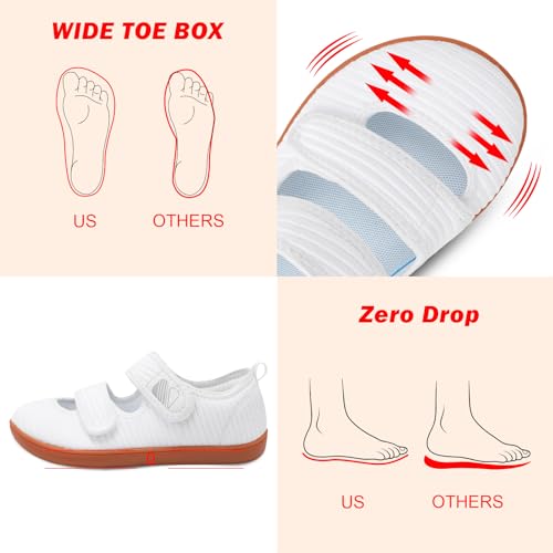 Image of Besroad Womens Walking Shoes Wide Diabetic Shoes Adjustable Barefoot Casual Sneakers Breathable Zero Drop Arthritis Edema Sneakers Indoor Outdoor
